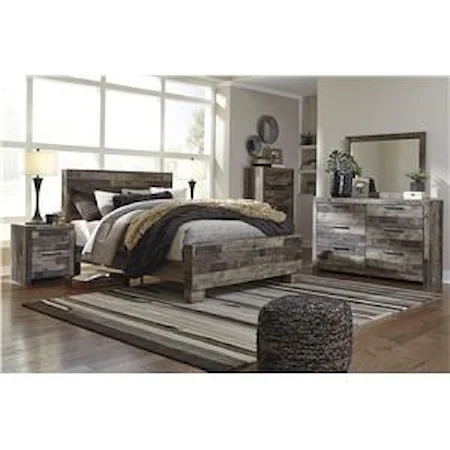 Queen bed, dresser + mirror